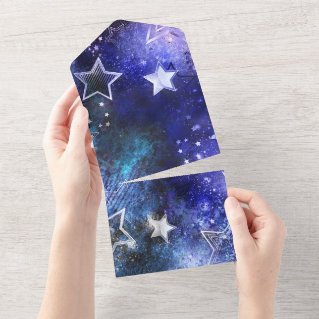 Space Background with Stars All In One Invitation (Tearaway)