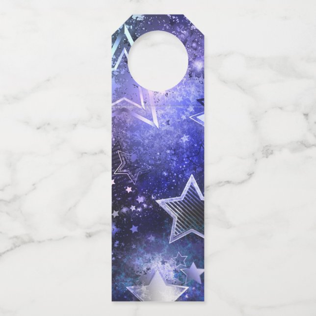 Space Background with Stars Bottle Tag (Front)