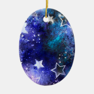 Space Background with Stars Ceramic Tree Decoration
