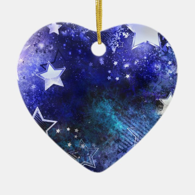 Space Background with Stars Ceramic Tree Decoration (Front)
