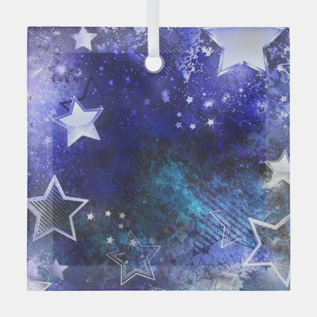 Space Background with Stars Glass Tree Decoration (Front)