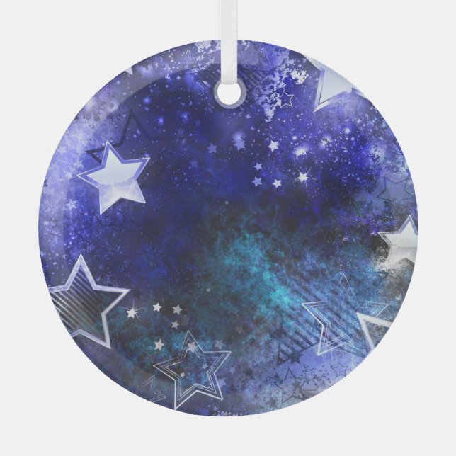 Space Background with Stars Glass Tree Decoration (Front)