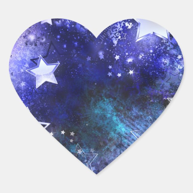 Space Background with Stars Heart Sticker (Front)
