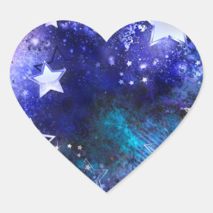 Space Background with Stars Heart Sticker