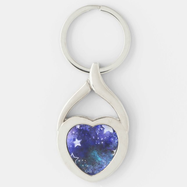 Space Background with Stars Key Ring (Front)