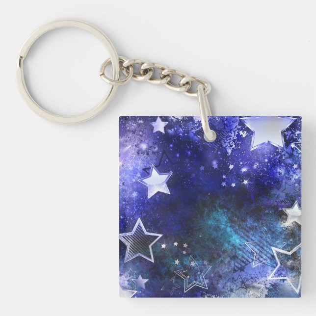 Space Background with Stars Key Ring (Front)