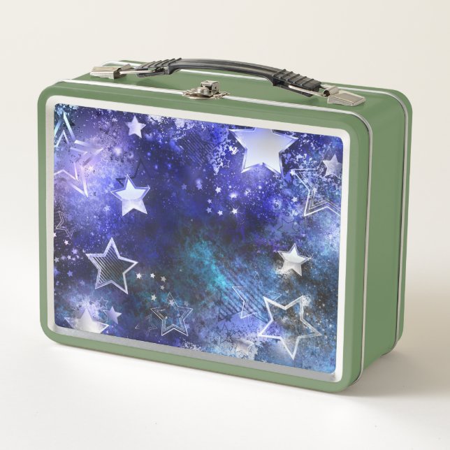 Space Background with Stars Metal Lunch Box (Front)