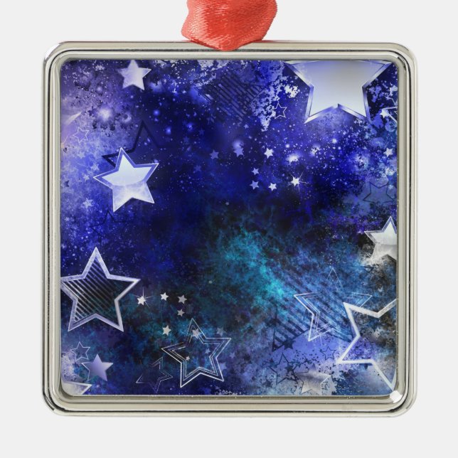 Space Background with Stars Metal Tree Decoration (Front)