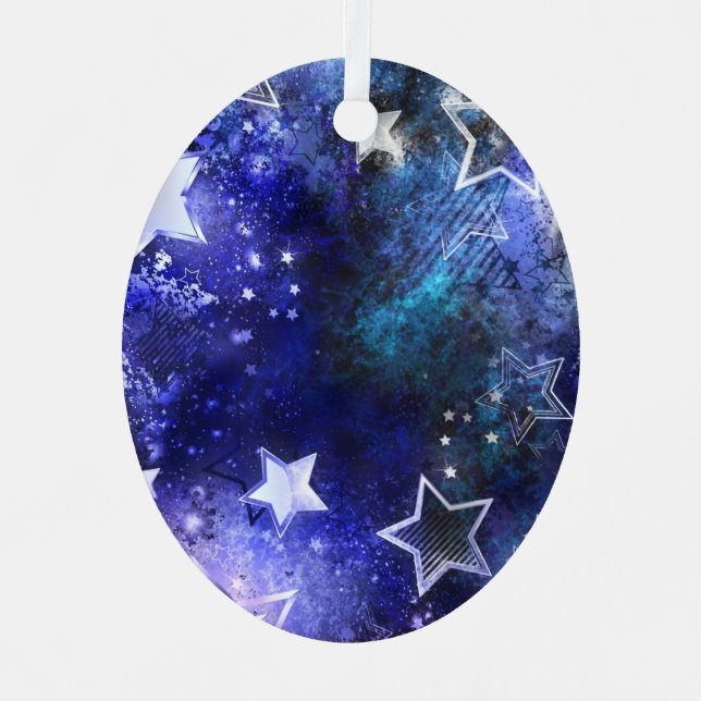 Space Background with Stars Metal Tree Decoration (Front)