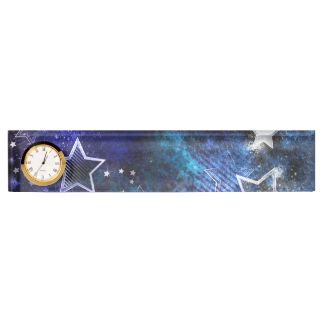 Space Background with Stars Nameplate (Front)
