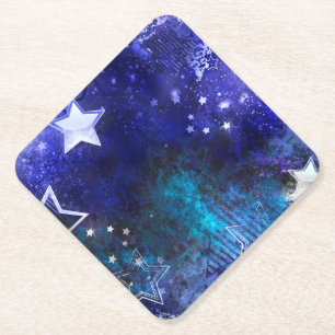 Space Background with Stars Paper Coaster