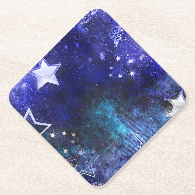 Space Background with Stars Paper Coaster (Front)