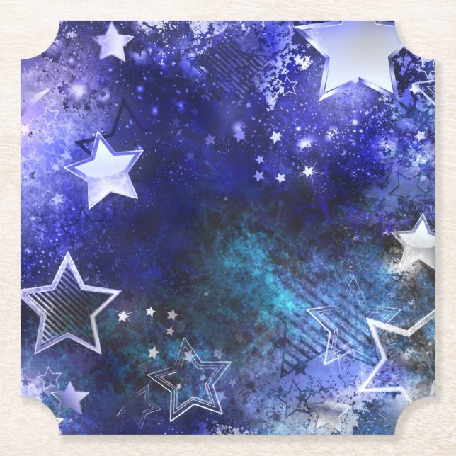 Space Background with Stars Paper Coaster (Front)