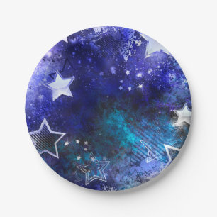 Space Background with Stars Paper Plate