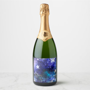 Space Background with Stars Sparkling Wine Label
