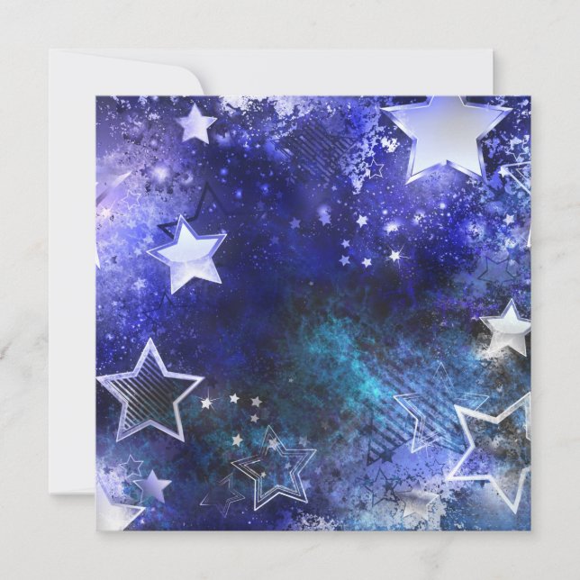 Space Background with Stars Thank You Card (Front)