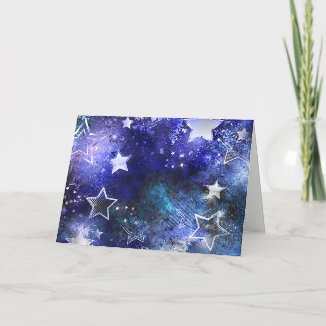 Space Background with Stars Thank You Card (Front)