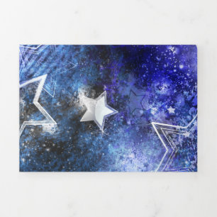 Space Background with Stars Tri-Fold Holiday Card