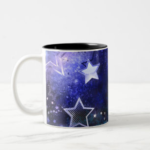 Space Background with Stars Two-Tone Coffee Mug