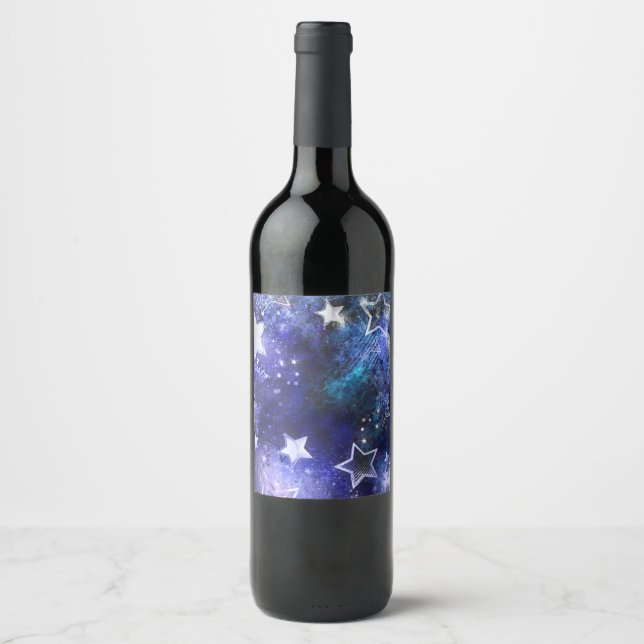 Space Background with Stars Wine Label (Front)