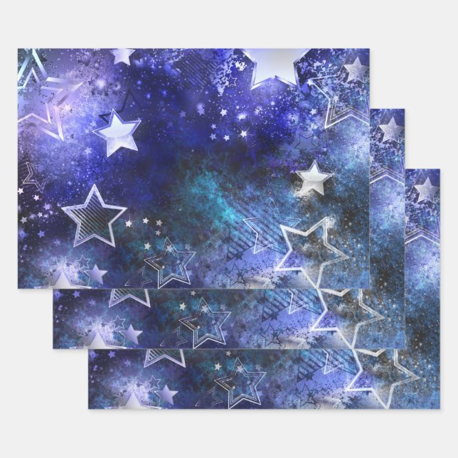 Space Background with Stars Wrapping Paper Sheet (Set)