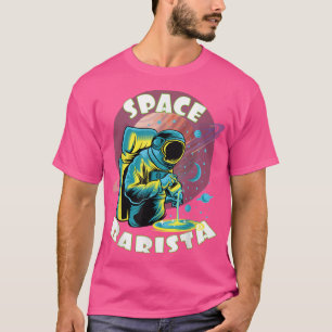 Space Barista Funny Astronaut Coffee Design T-Shirt