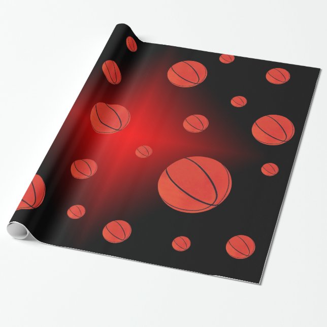 Space Basketball Wrapping Paper (Unrolled)