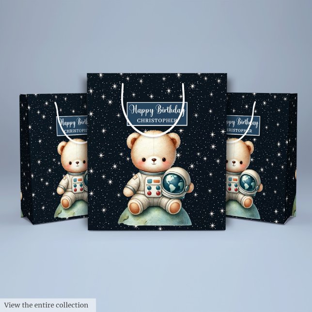 Space Bear Birthday Gift Bag for Little Astronaut (Space Bear Birthday Gift Bag for Little Astronaut)