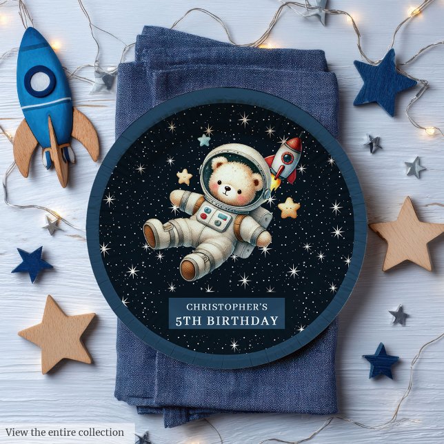 Space Bear Birthday Plate for Little Astronaut Boy (Space Bear Birthday Plate for Little Astronaut Boy)