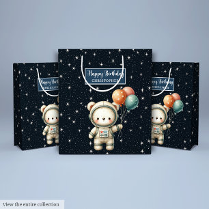 Space Bear Party Gift Bag for Little Birthday Boy