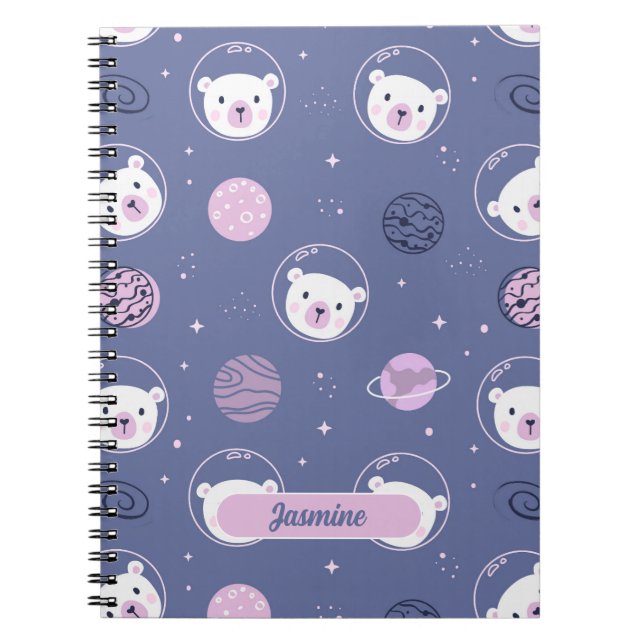 Space Bears Personalised Spiral Notebook (Front)