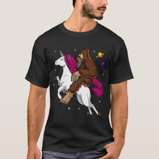 Space Bigfoot Riding Unicorn T-Shirt