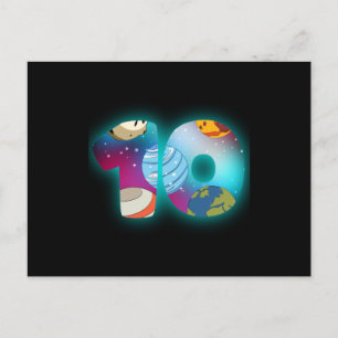 SPACE BIRTHDAY 10 10th Birthday Boy 10 Year Old Postcard