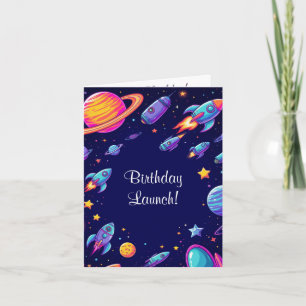 Space Birthday Adventure For Boys Rocket Theme 🚀 Card