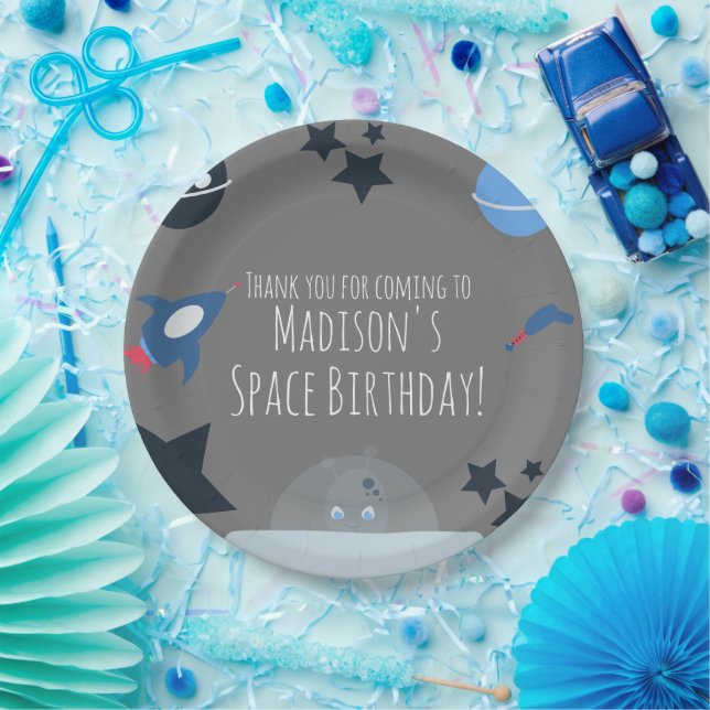 Space Birthday  Alien Themed Blue Paper Plates (Party)