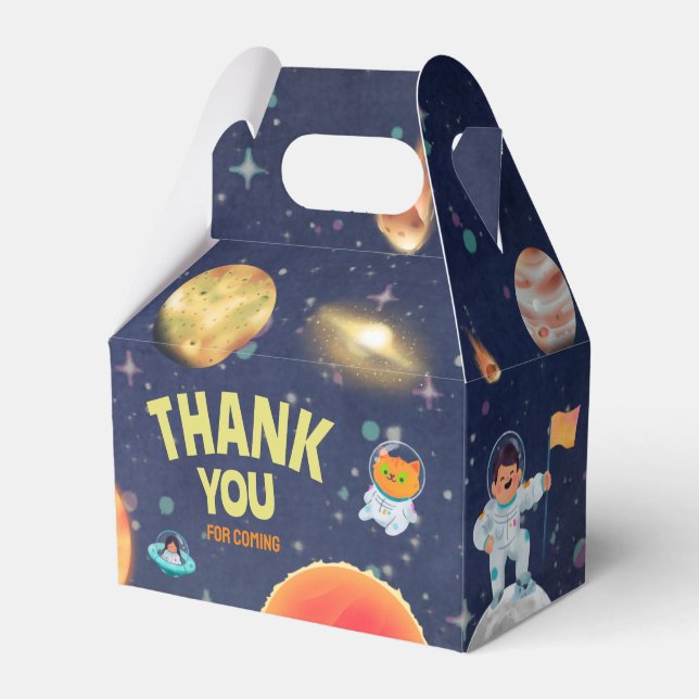 Space birthday gift box, space birthday favour box (Front Side)