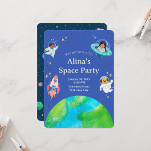 space birthday invitation