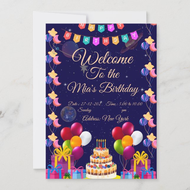 Space Birthday Invitation | Astronaut Galaxy Party (Front)