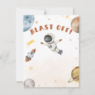 Space Birthday Modern Colourful Baby Shower or Kid Holiday Card