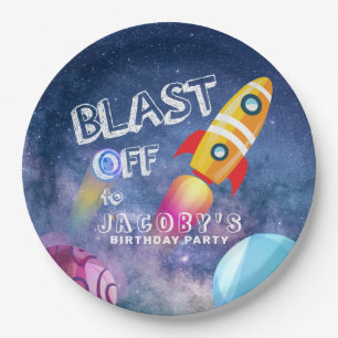 Space Birthday Paper Plate