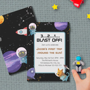 Space Birthday Party, 1st Birthday Invitation