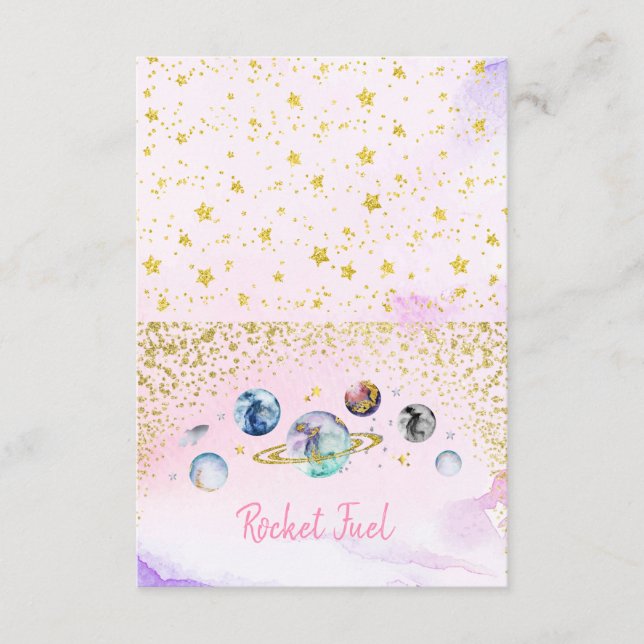 Space Birthday Party Buffet Food Labels Enclosure Card (Front)