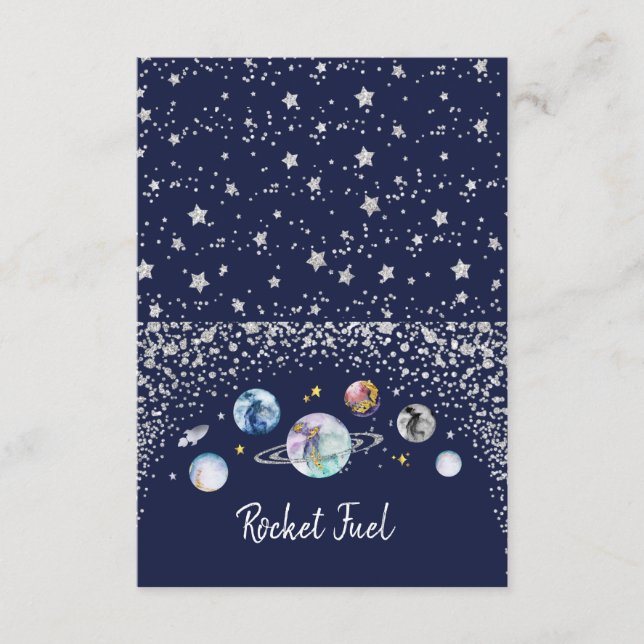 Space Birthday Party Buffet Food Labels Place Card (Front)
