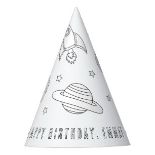 Space Birthday Party - Colour Your Own Party Hat