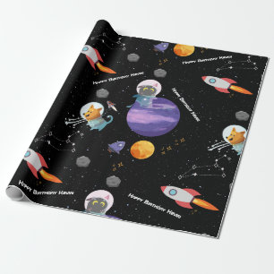 Space Birthday Party, Custom Text Wrapping Paper