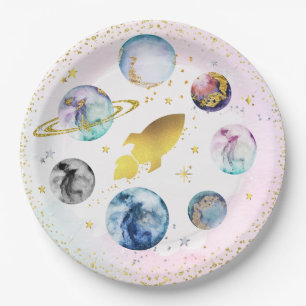 Space Birthday Party  First Trip Around The Sun Paper Plate