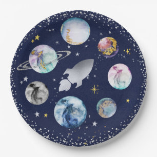 Space Birthday Party  First Trip Around The Sun Paper Plate