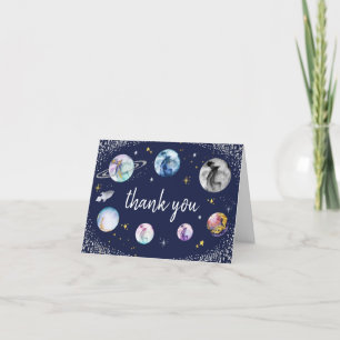 Space Birthday Party  First Trip Around The Sun Thank You Card