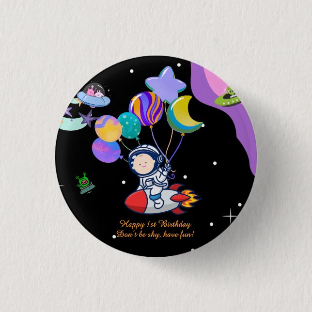 Space Birthday Party | Galaxy Theme Decor 3 Cm Round Badge (Front)