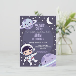 Space Birthday Party Invitation   Galaxy Astronaut
